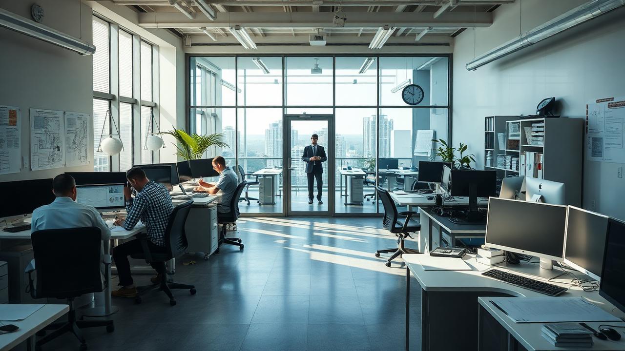 Inhaberabhängigkeit Ingenieurbüro — Team plant eigenständig weiter, das Büro des Inhabers bleibt leer