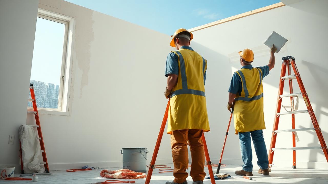 Inhaberabhängigkeit Malerbetrieb — Malerkolonne arbeitet eigenständig auf der Baustelle ohne den Chef